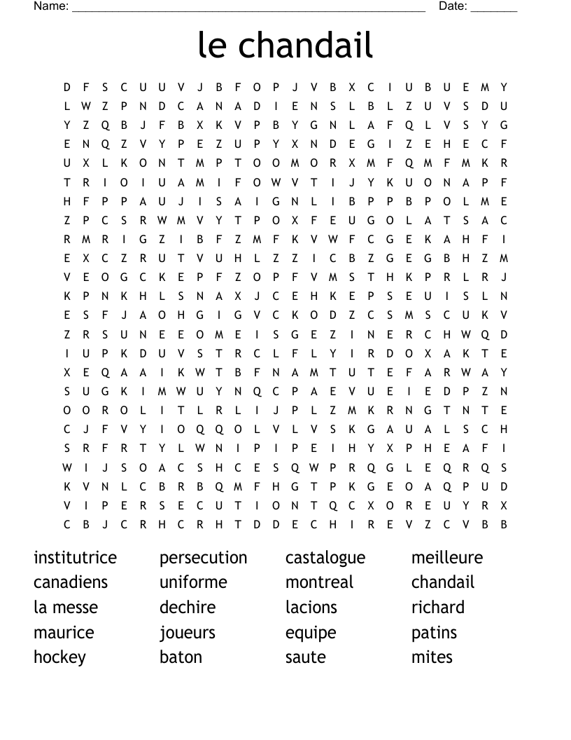 le chandail Word Search