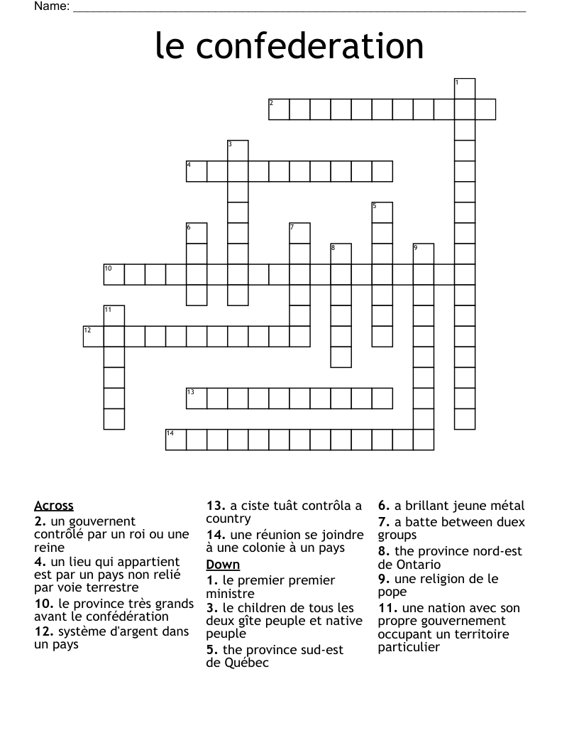le confederation Crossword