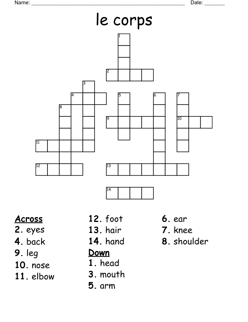 le corps Crossword