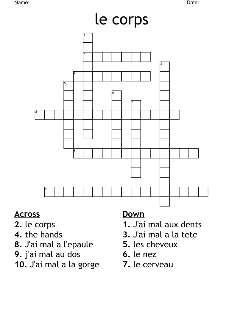 le corps  Crossword