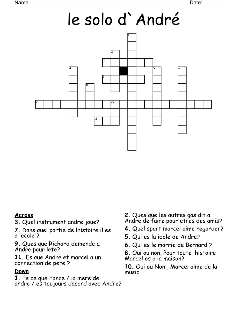 le solo d`André  Crossword