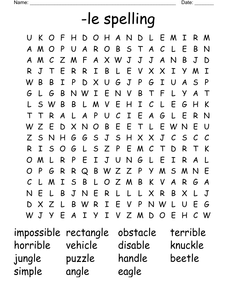 -le spelling Word Search