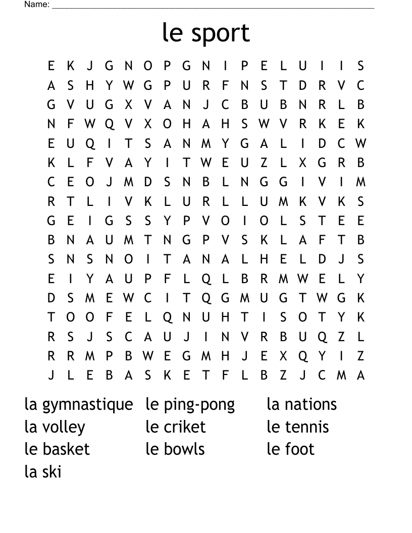 le sport Word Search