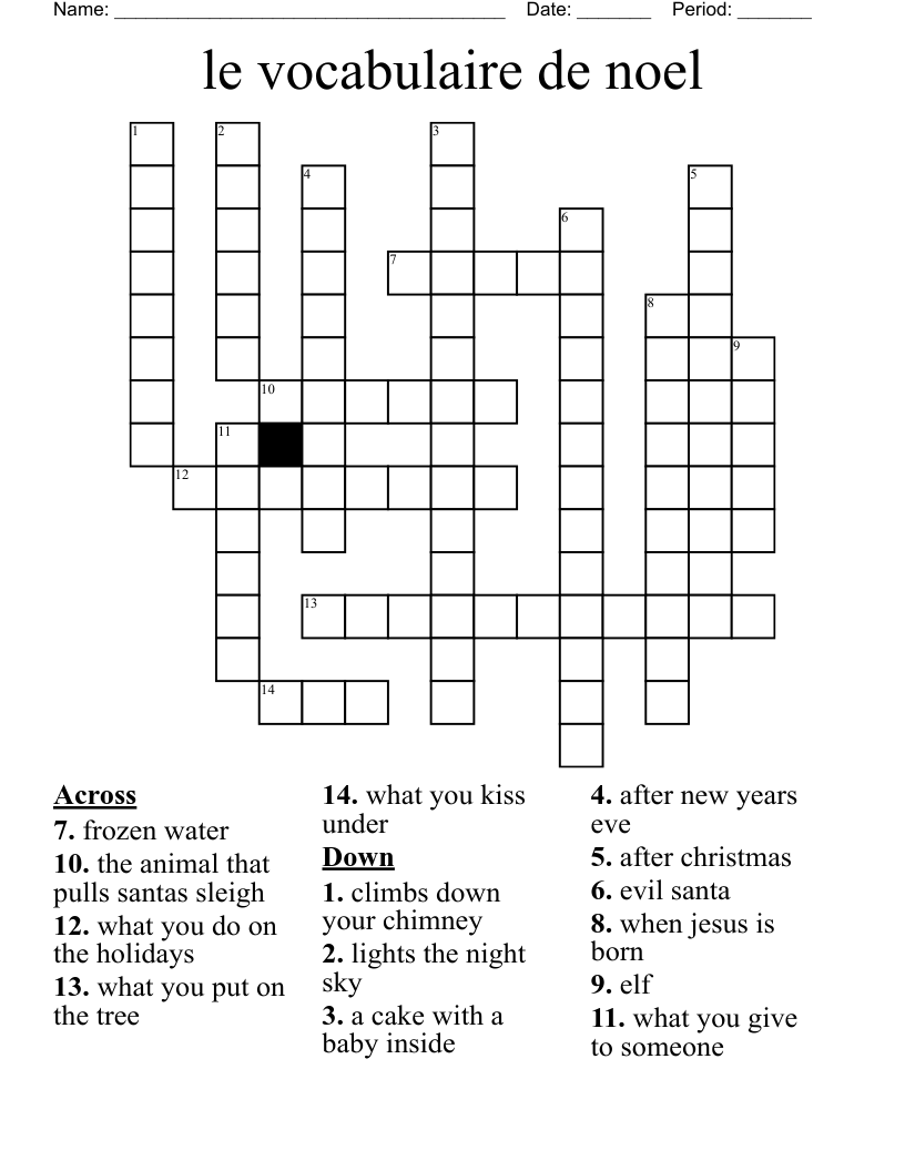 le vocabulaire de noel Crossword