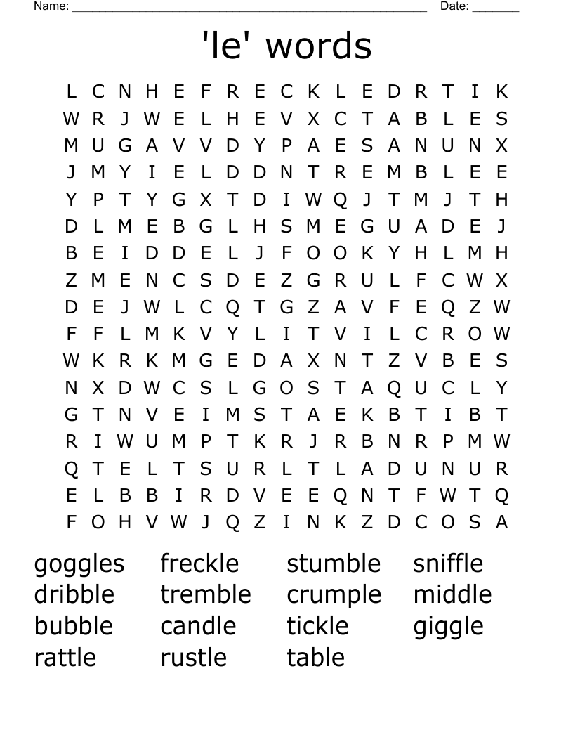 'le' words Word Search