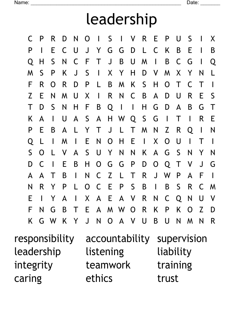 leadership Word Search