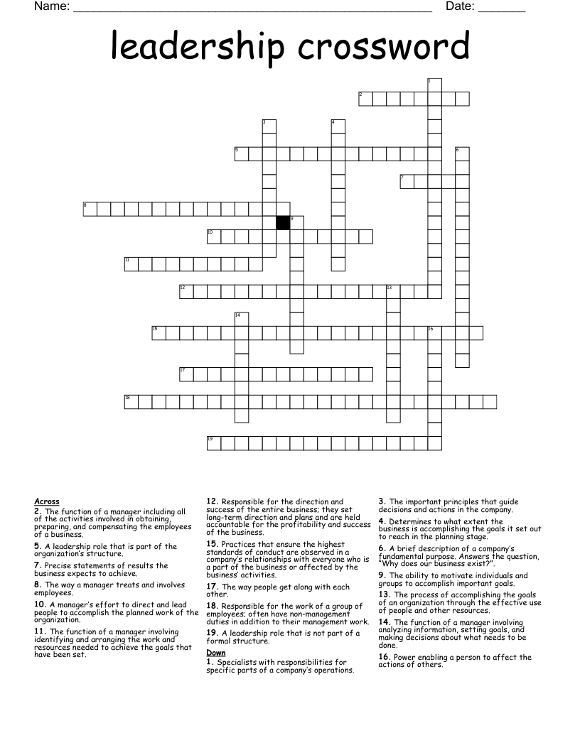 leadership crossword
