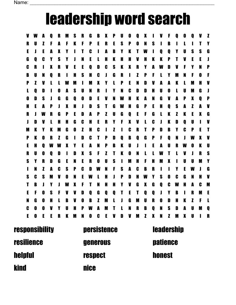 leadership word search