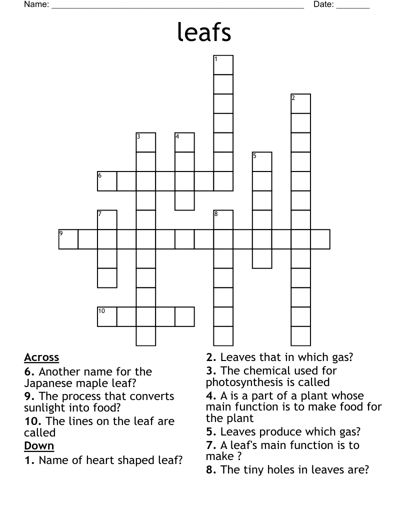 leafs Crossword