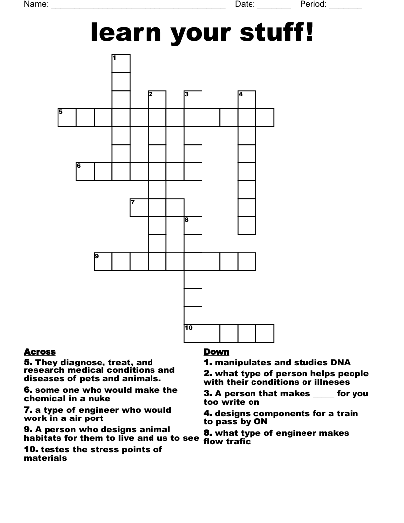 learn your stuff! Crossword