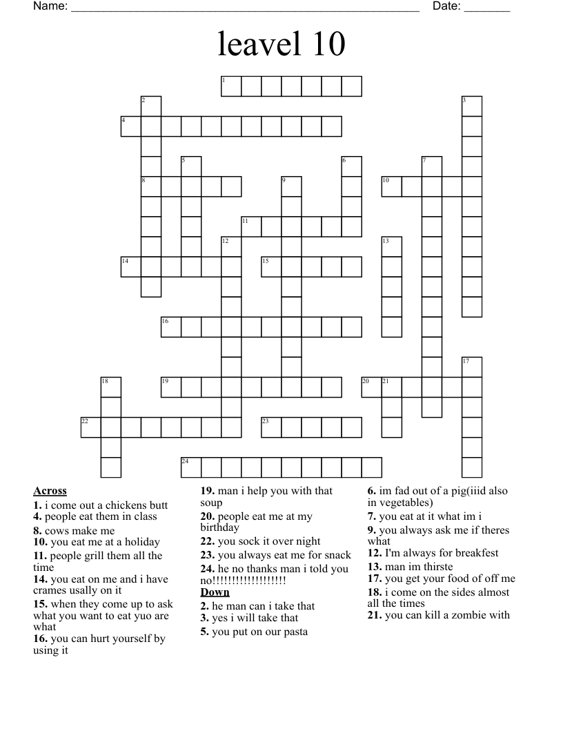 leavel 10  Crossword