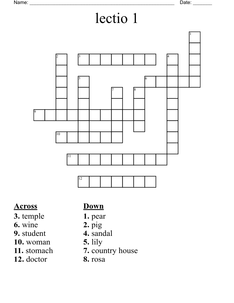 lectio 1 Crossword