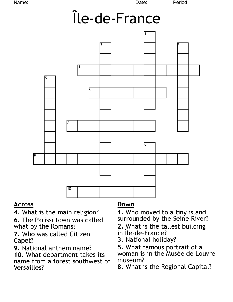 Île-de-France Crossword