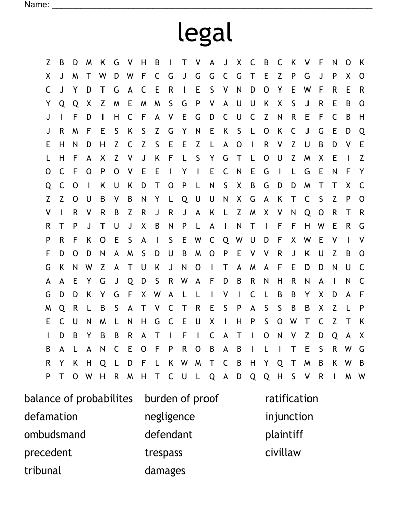 legal Word Search