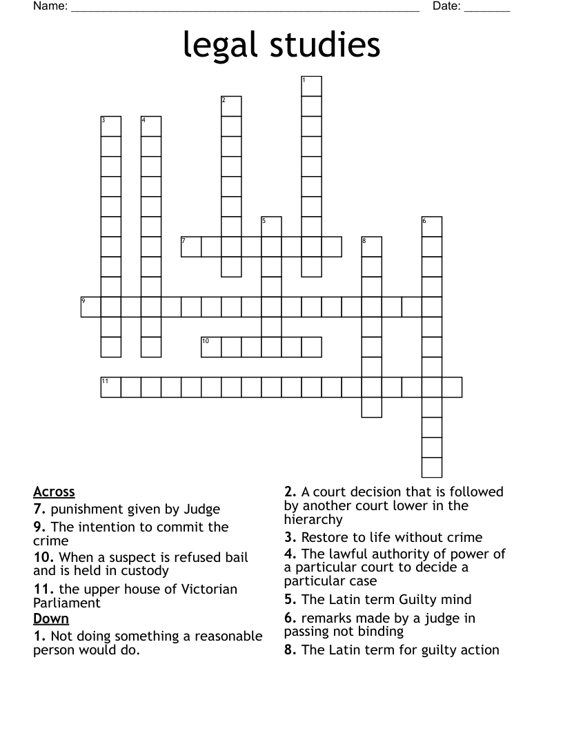 legal studies Crossword