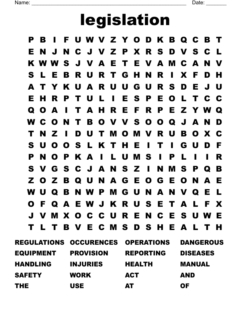 legislation Word Search