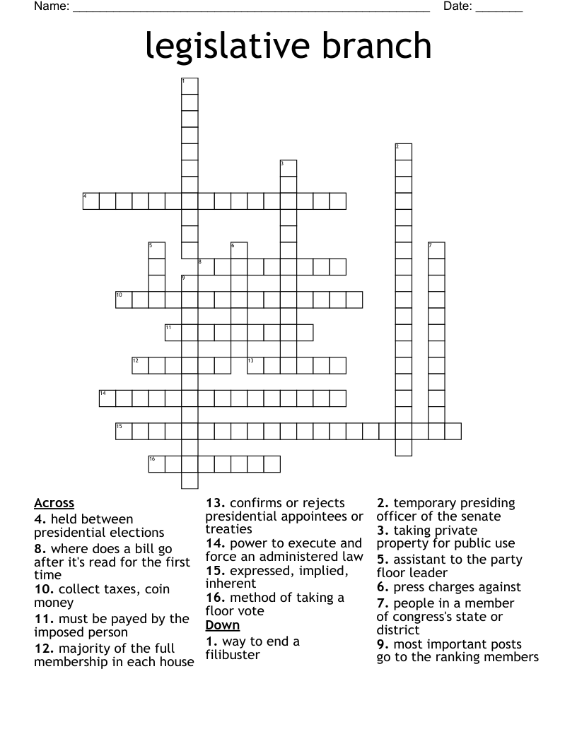 legislative branch Crossword
