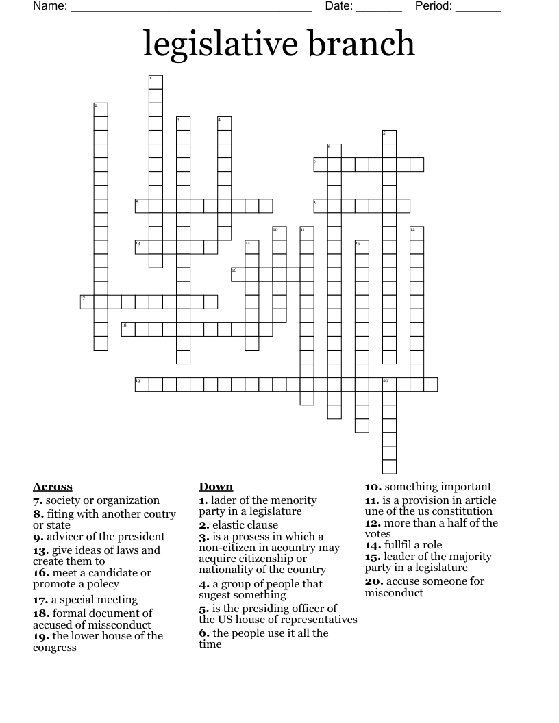 legislative branch Crossword