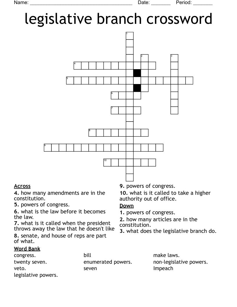 legislative branch crossword