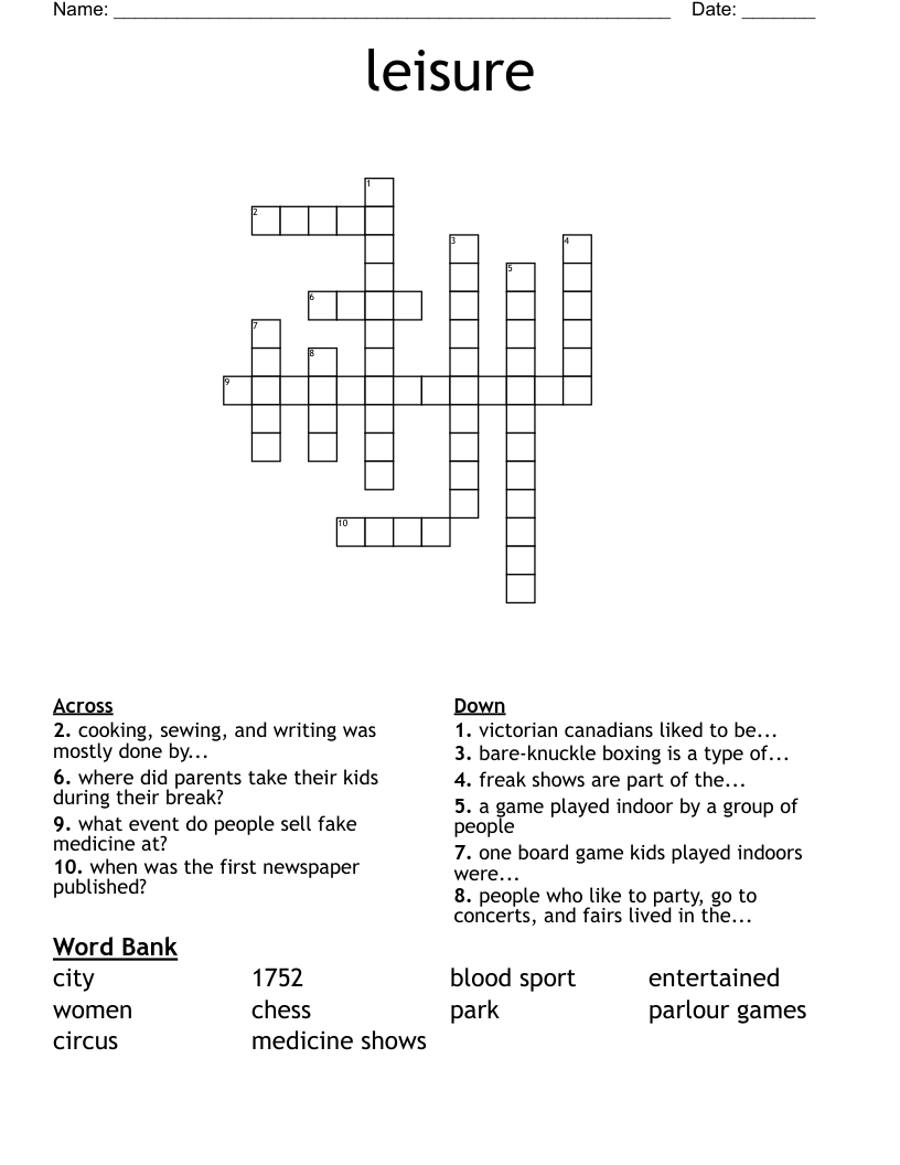 leisure Crossword