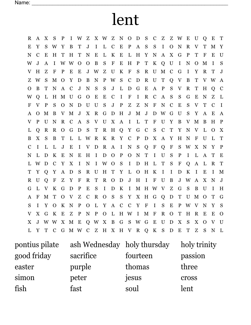 lent Word Search