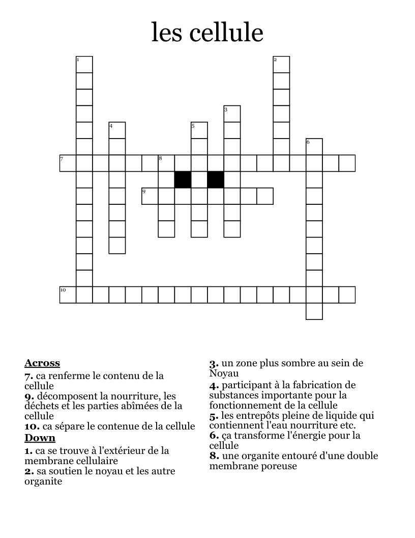 les cellule Crossword