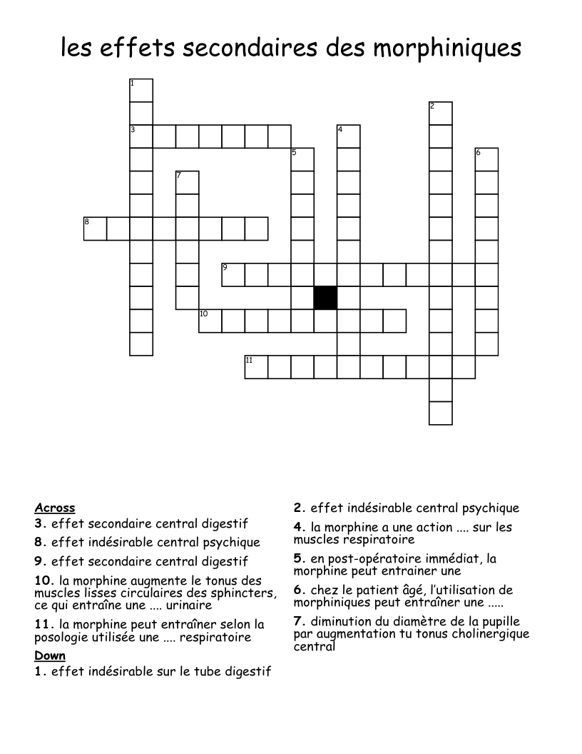 les effets secondaires des morphiniques Crossword