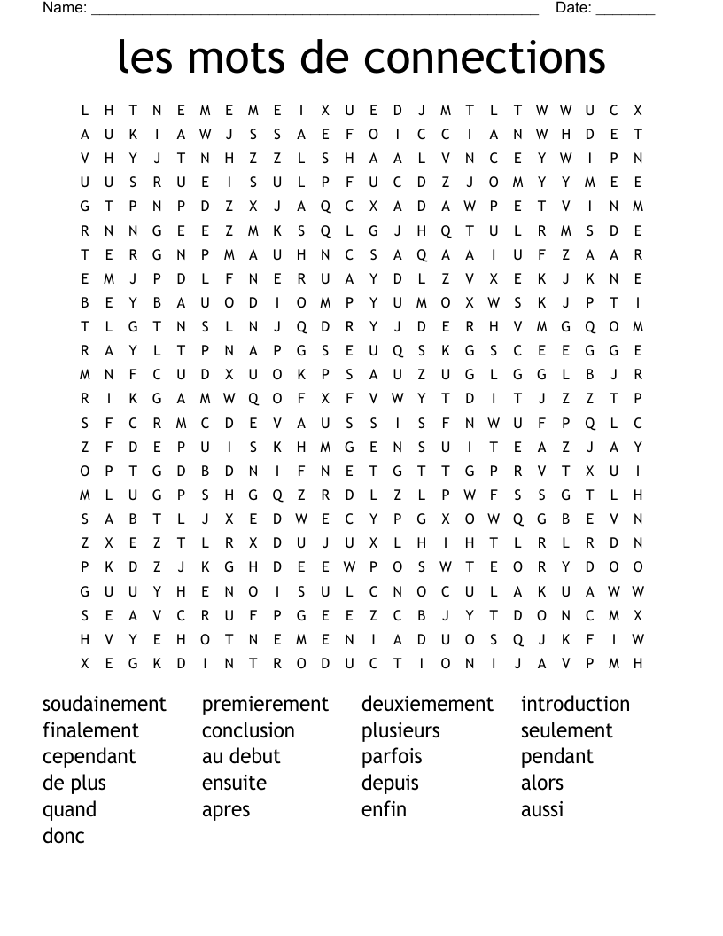 les mots de connections Word Search