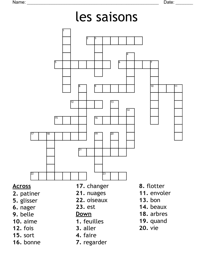 les saisons Crossword