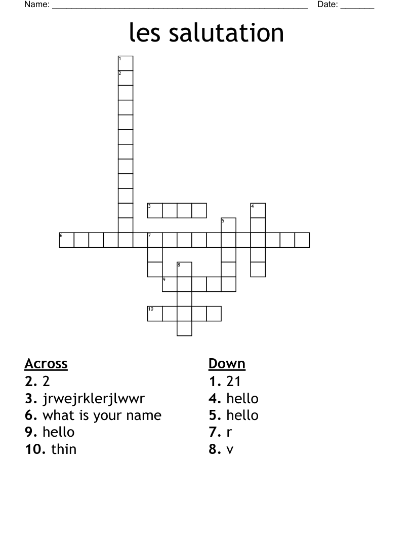 les salutation Crossword