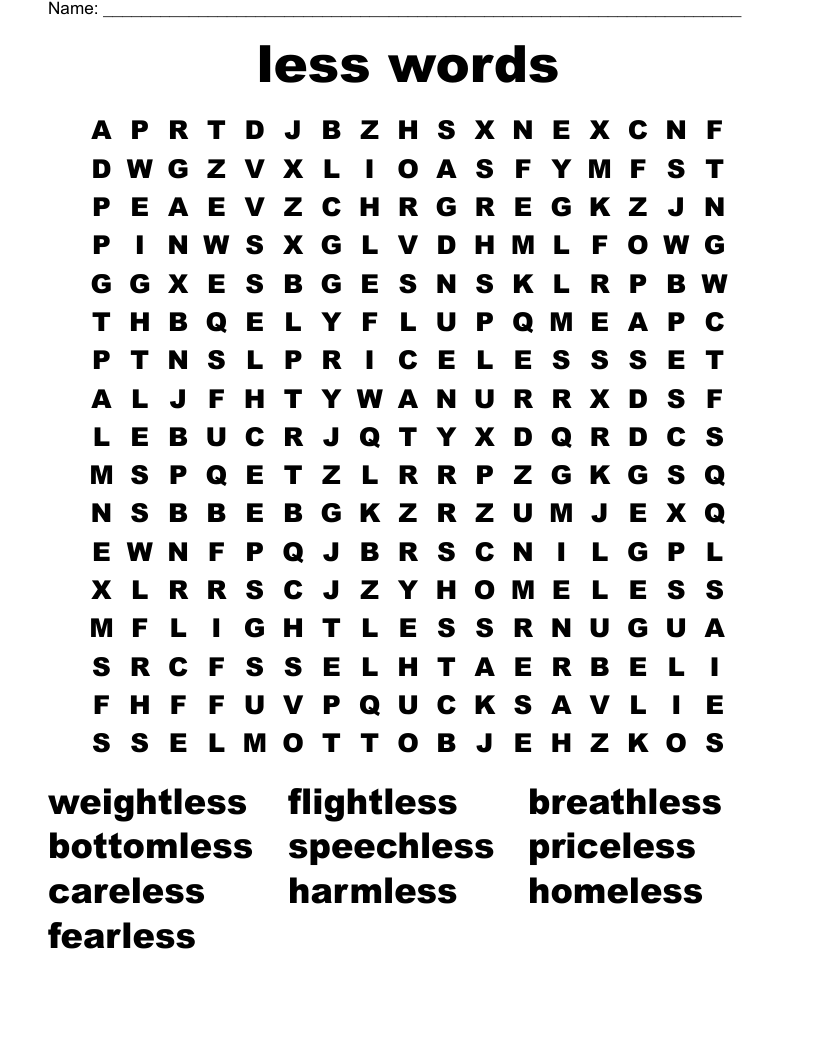 less words  Word Search