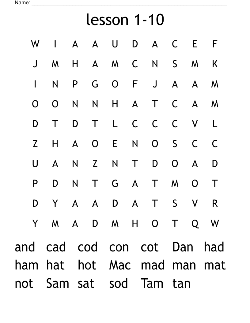 lesson 1-10  Word Search