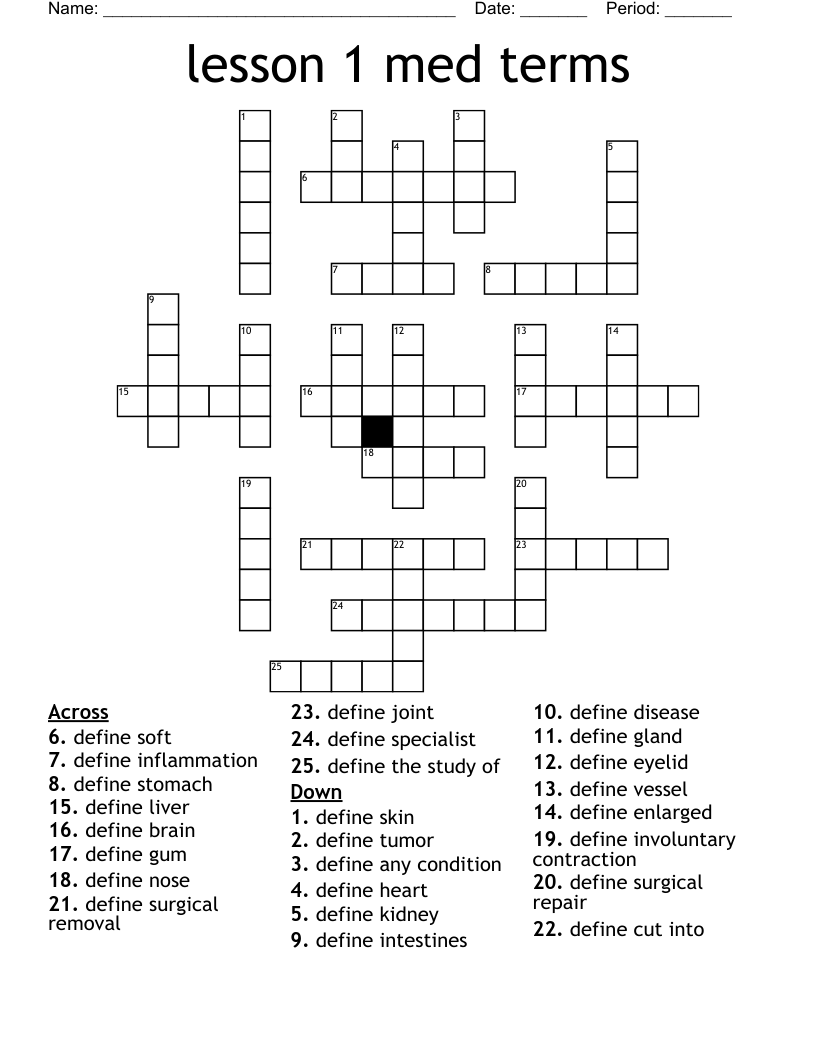 lesson 1 med terms Crossword
