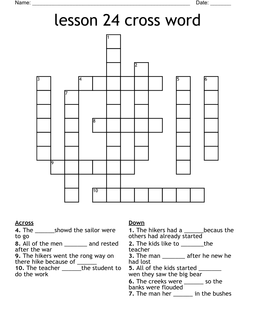 lesson 24 cross word 