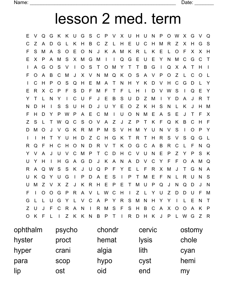 lesson 2 med. term Word Search