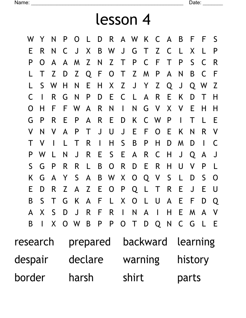 lesson 4 Word Search