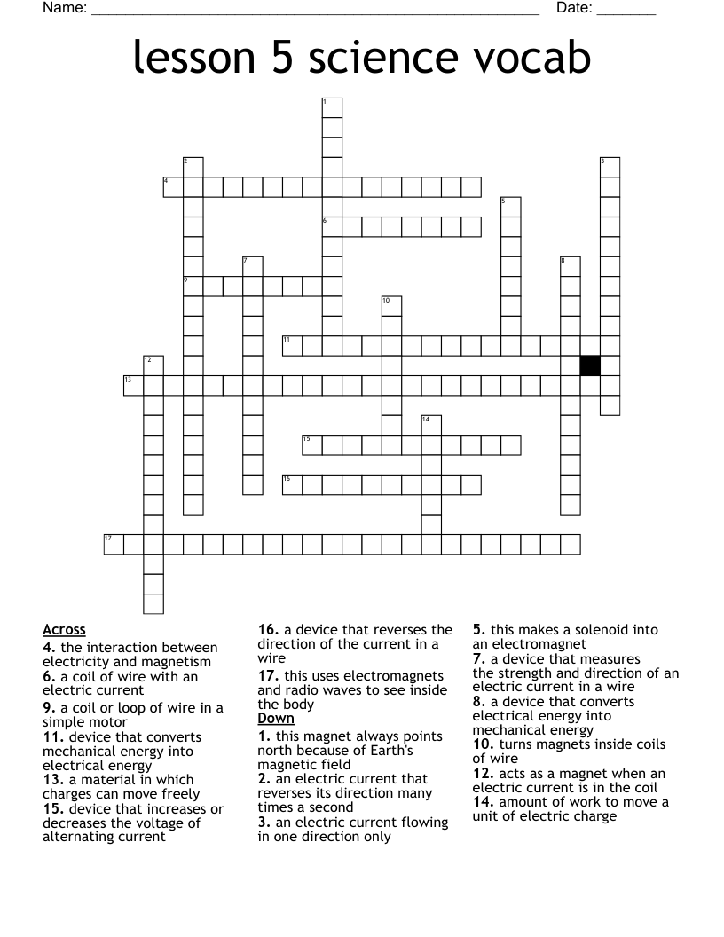 lesson 5 science vocab Crossword