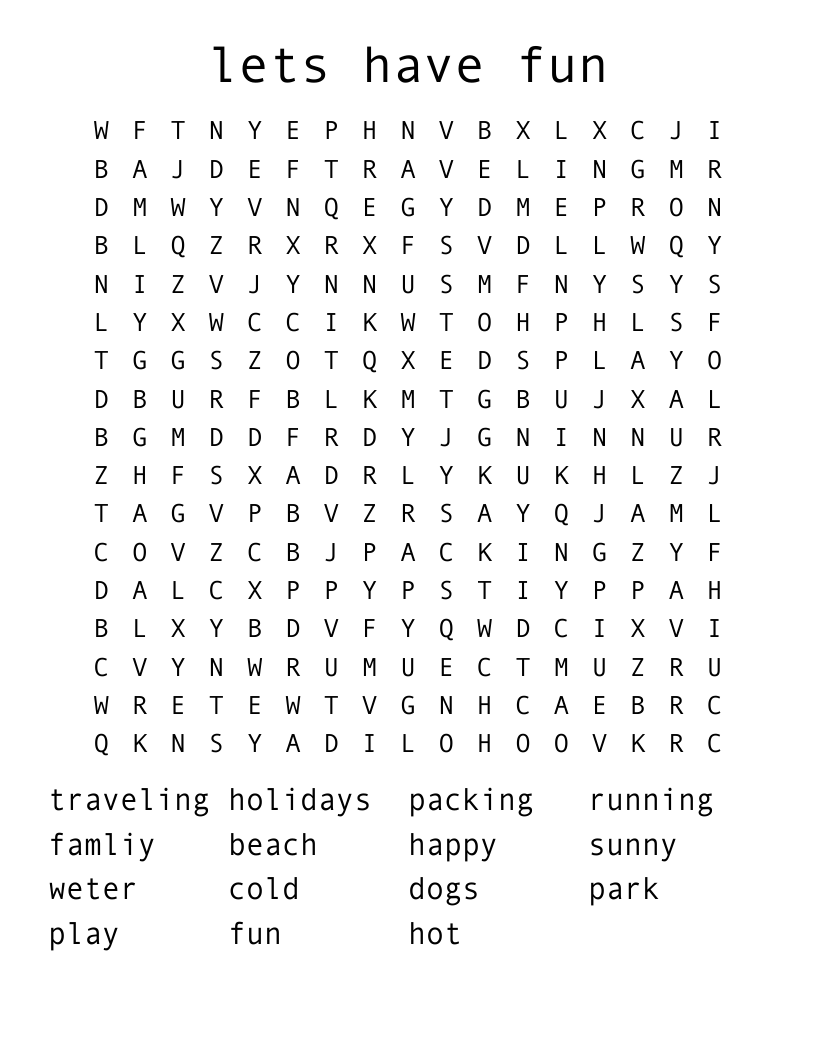 lets have fun Word Search