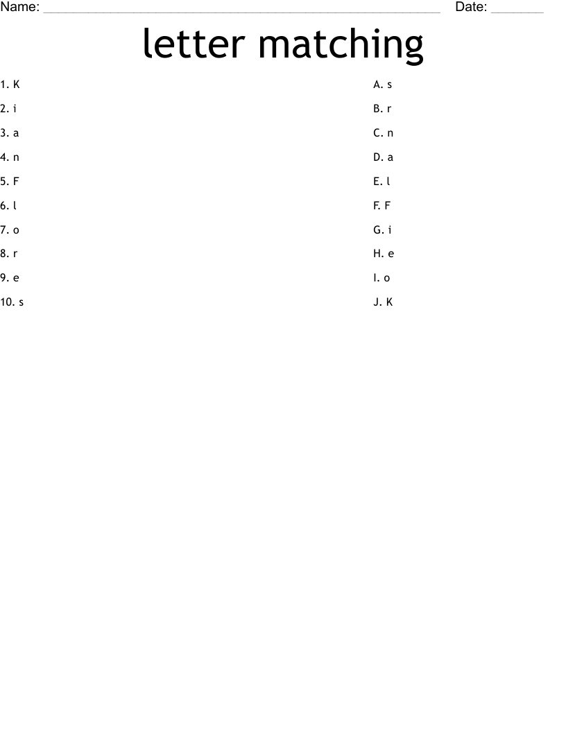 letter matching Worksheet