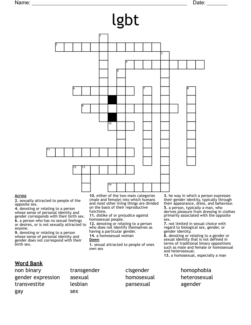 lgbt Crossword