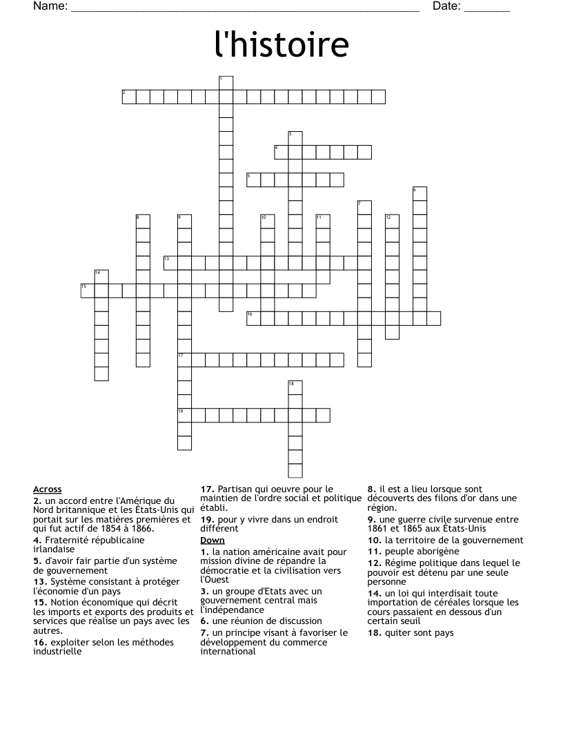 l'histoire Crossword