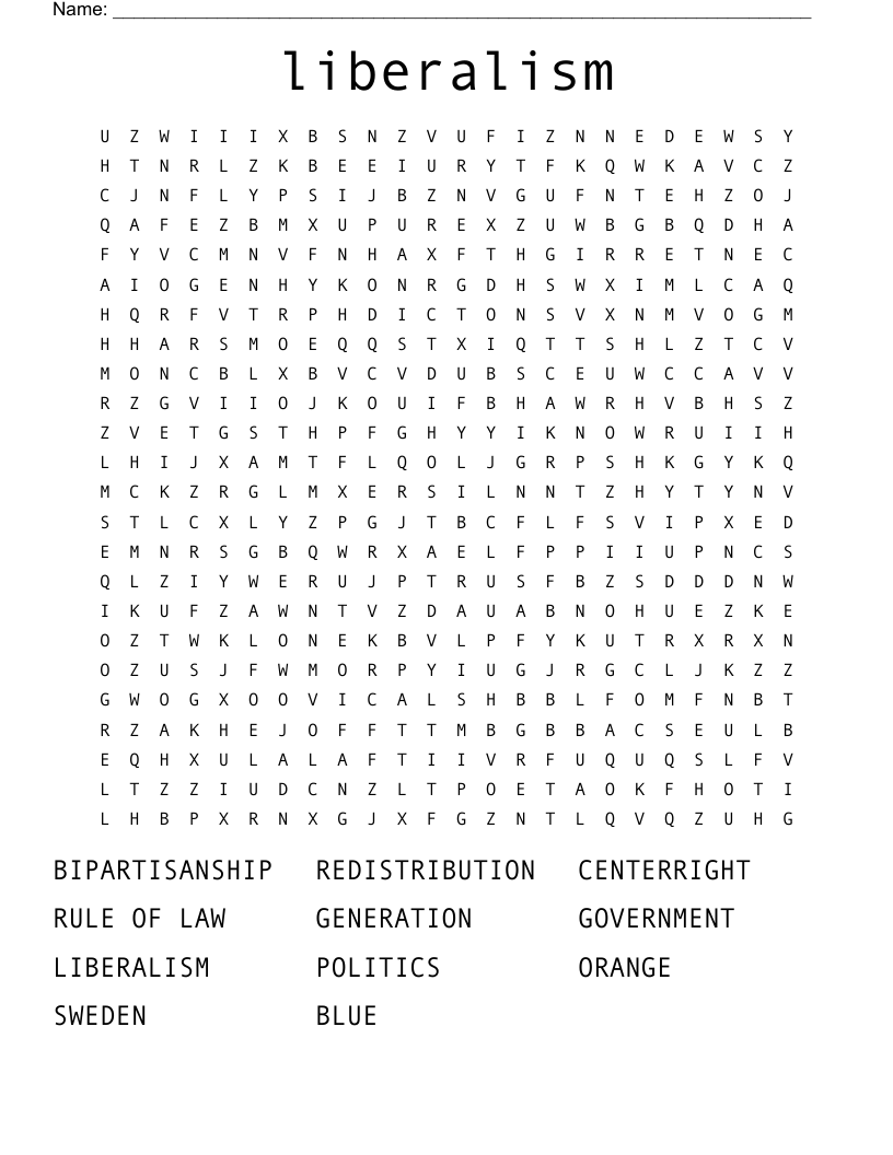 liberalism  Word Search