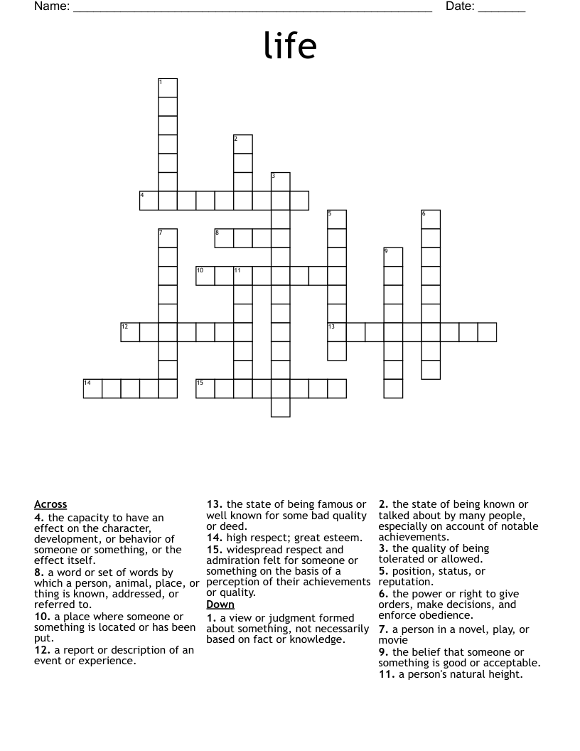life  Crossword