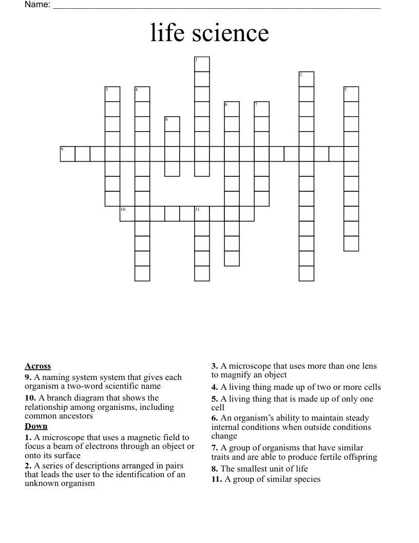 life science Crossword