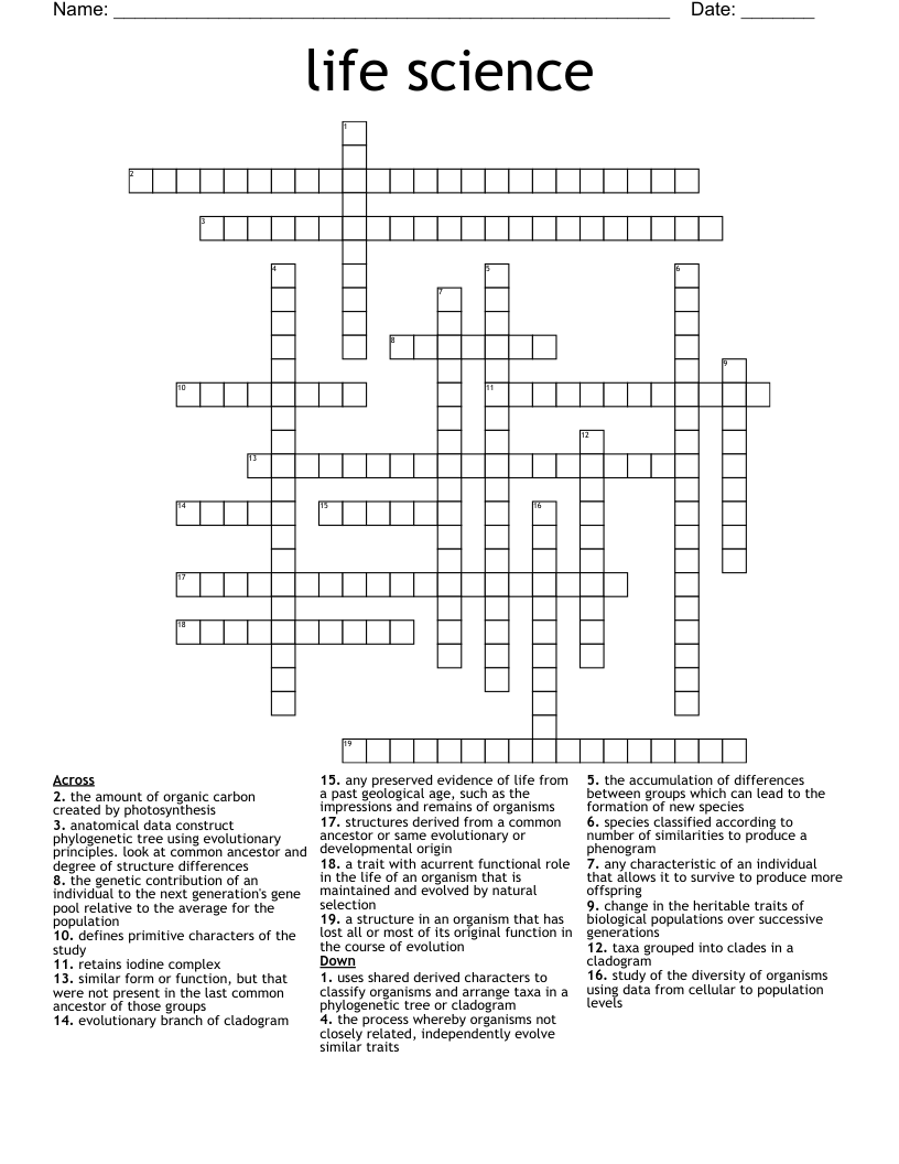 life science Crossword