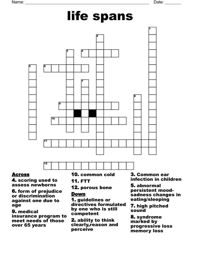 life spans Crossword