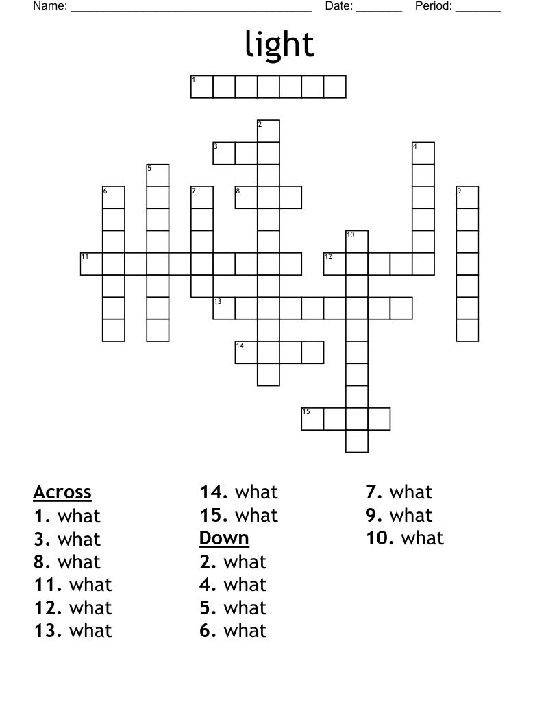 light  Crossword