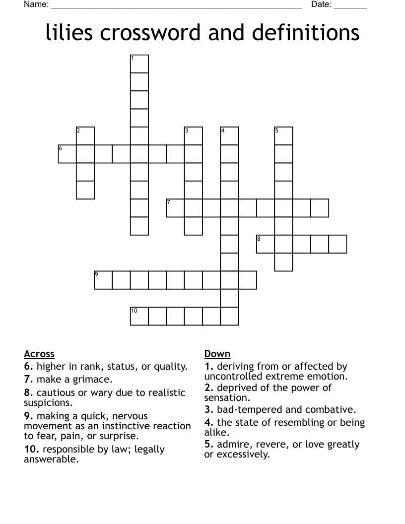 lilies crossword and definitions 