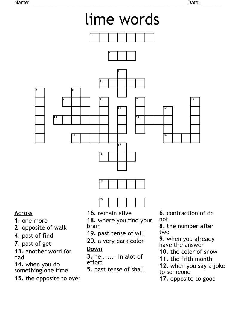 lime words Crossword