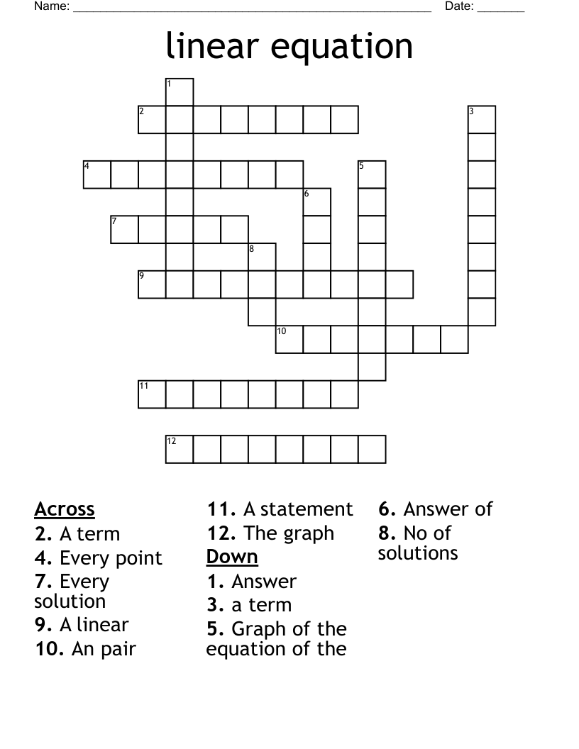 linear equation Crossword
